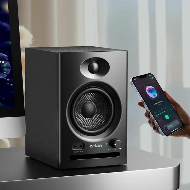 Alt view image 3 of 7 - C7 Dual-Mode 2.0 Studio Monitors, Active Monitor Speakers for Near Field Music Production, Bluetooth 5.3 Wireless Computer PC Monitor Gaming Bookshelf Speakers(Pair, Black)