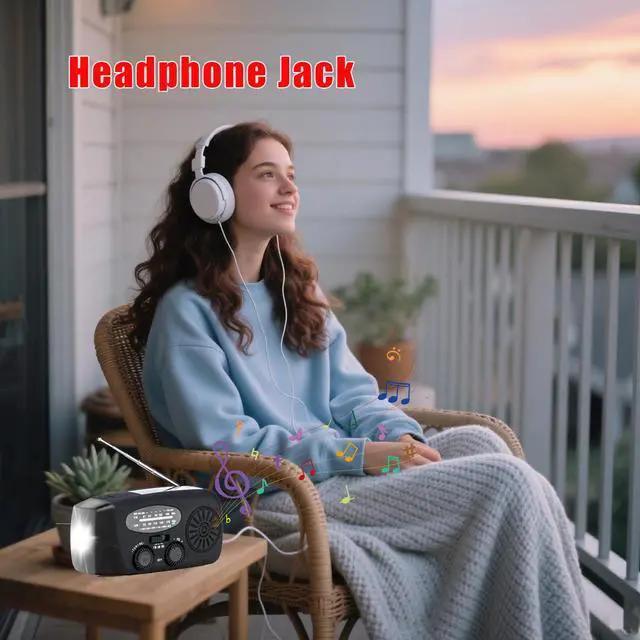 Alt view image 7 of 7 - Solar Emergency Hand Crank NOAA Weather Radio with AM/FM, 2000mAh USB Phone Charger & 3 LED Flashlight, SOS Alarm for Camping, Power Outage Survival Gear