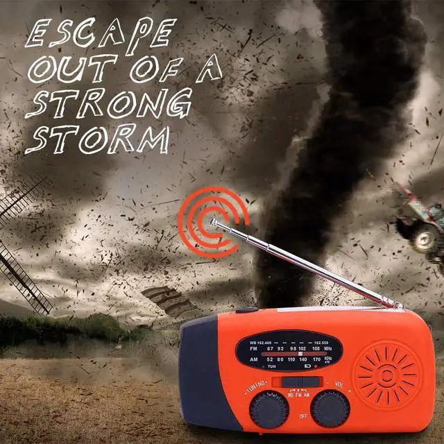 Alt view image 5 of 7 - 2000mAh Emergency Weather Radio, AM FM NOAA WB Hand Crank Solar Radio with LED Flashlight & SOS Alarm, Portable Rechargeable Survival Radio for Hurricane Earthquake Home Outdoor Emergency