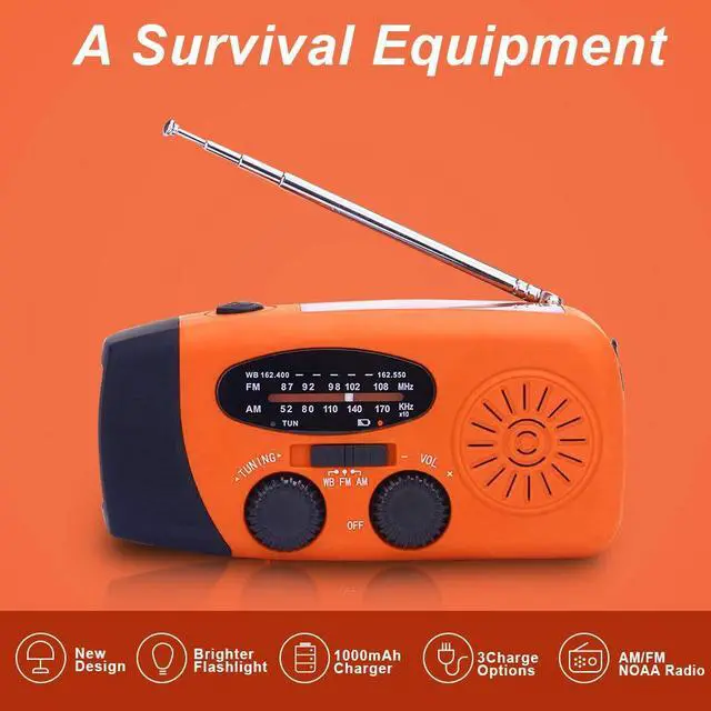 Alt view image 2 of 7 - 2000mAh Emergency Weather Radio, AM FM NOAA WB Hand Crank Solar Radio with LED Flashlight & SOS Alarm, Portable Rechargeable Survival Radio for Hurricane Earthquake Home Outdoor Emergency