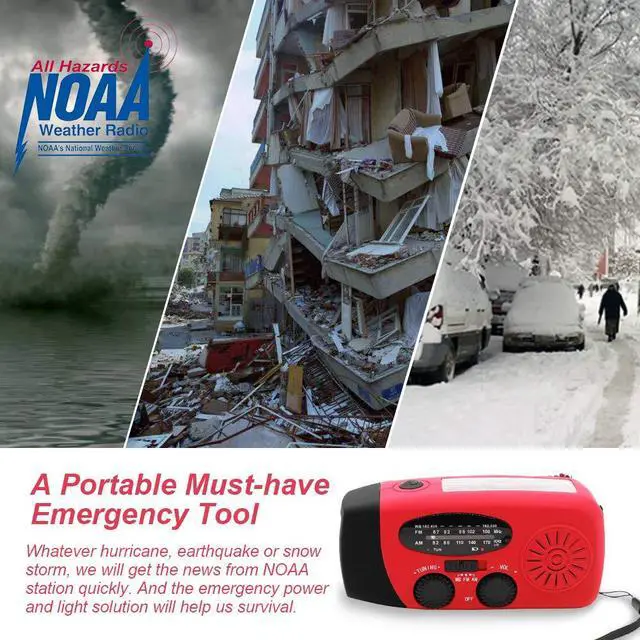Alt view image 2 of 7 - Upgrade Portable Solar Emergency Weather Radio Hand Crank AM/FM NOAA Survival Radios with LED Flashlight 2000mAh Power for Smart Phone for Home Outdoor Camping Traveling Earthquake