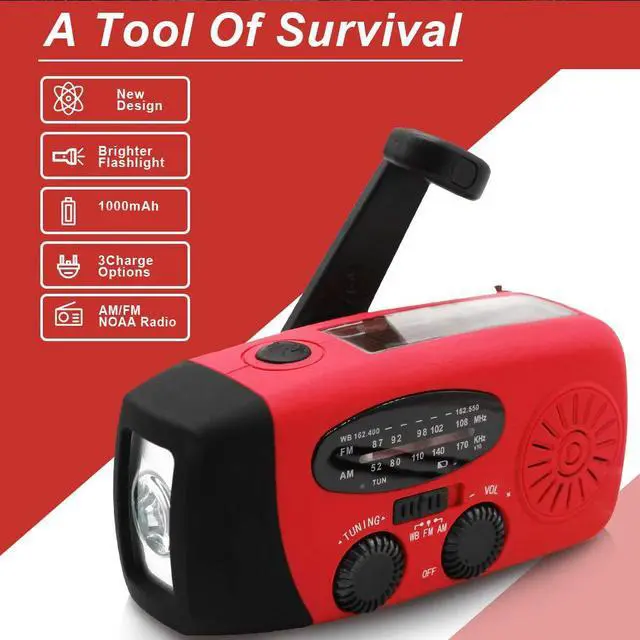 Alt view image 3 of 7 - Upgrade Portable Solar Emergency Weather Radio Hand Crank AM/FM NOAA Survival Radios with LED Flashlight 2000mAh Power for Smart Phone for Home Outdoor Camping Traveling Earthquake