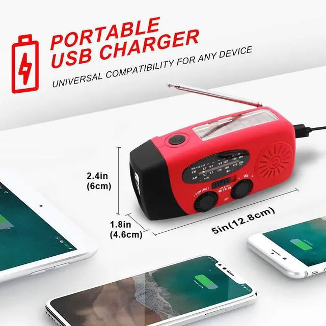 Alt view image 7 of 7 - Upgrade Portable Solar Emergency Weather Radio Hand Crank AM/FM NOAA Survival Radios with LED Flashlight 2000mAh Power for Smart Phone for Home Outdoor Camping Traveling Earthquake