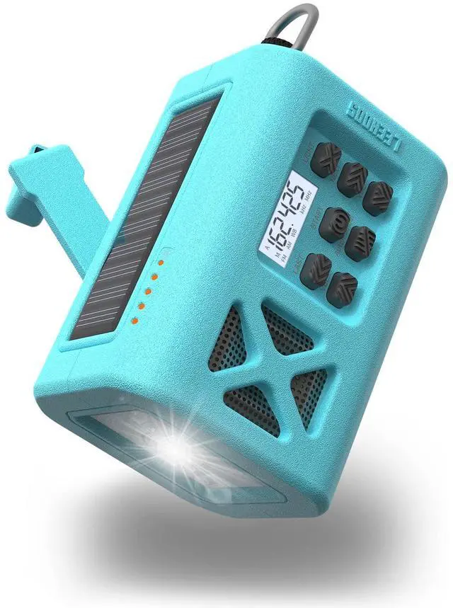 Main image of 2025 Newest Emergency Crank Weather Radio, NOAA/AM/FM Portable Solar Radio, USB Charged, Battery Powered, Hand Crank, SOS Alarm, Flashlight (Sky Blue)