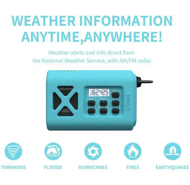 Alt view image 2 of 5 - 2025 Newest Emergency Crank Weather Radio, NOAA/AM/FM Portable Solar Radio, USB Charged, Battery Powered, Hand Crank, SOS Alarm, Flashlight (Sky Blue)