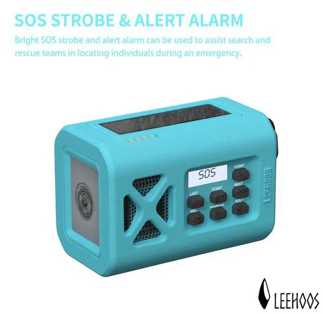 Alt view image 5 of 5 - 2025 Newest Emergency Crank Weather Radio, NOAA/AM/FM Portable Solar Radio, USB Charged, Battery Powered, Hand Crank, SOS Alarm, Flashlight (Sky Blue)