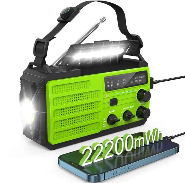Main image of Emergency Radio 22200mWh Solar Hand Crank Emergency Radio: AM/FM/NOAA Weather Radio with Phone Charger, Flashlight & Reading Lamp, Headphone Jack, SOS Alarm for Home Survival Hurricane