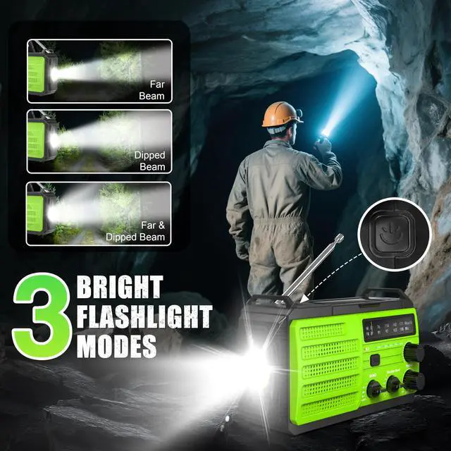 Alt view image 3 of 7 - Emergency Radio 22200mWh Solar Hand Crank Emergency Radio: AM/FM/NOAA Weather Radio with Phone Charger, Flashlight & Reading Lamp, Headphone Jack, SOS Alarm for Home Survival Hurricane