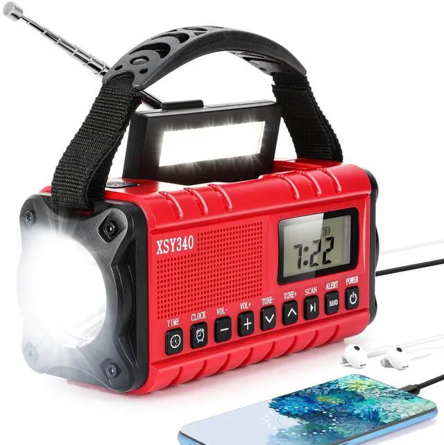 Main image of Emergency Weather Radio 10000mAh, Portable Radio with Solar Charging, Hand Crank & Battery Operated NOAA Alert, LCD Display, SOS Alarm, AM/FM & LED Flashlight, Clock Radio for Outdoor Emergency
