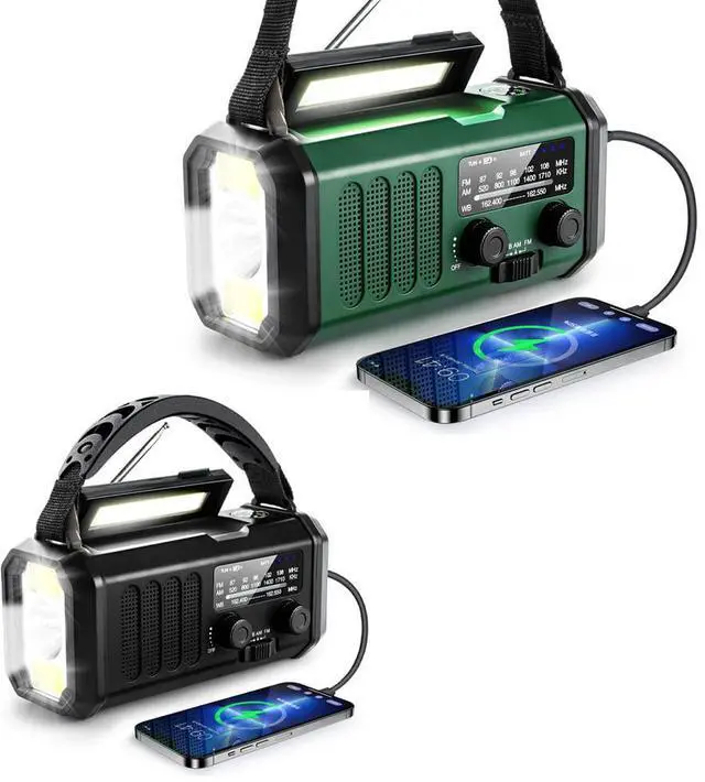 Main image of 10000mAh Hand Crank Emergency Radio, NOAA Weather Radio with AM/FM & solar Radio, Rechargeable Battery, Flashlight & Reading Light, SOS Alarm, Compass Cell Phone Charger for Indoor Outdoor Emergencies