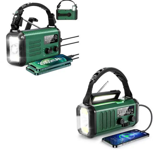 Main image of 10000mAh Hand Crank Emergency Radio, NOAA Weather Radio with AM/FM & solar Radio, Rechargeable Battery, Flashlight & Reading Light, SOS Alarm, Compass Cell Phone Charger for Indoor Outdoor Emergencies