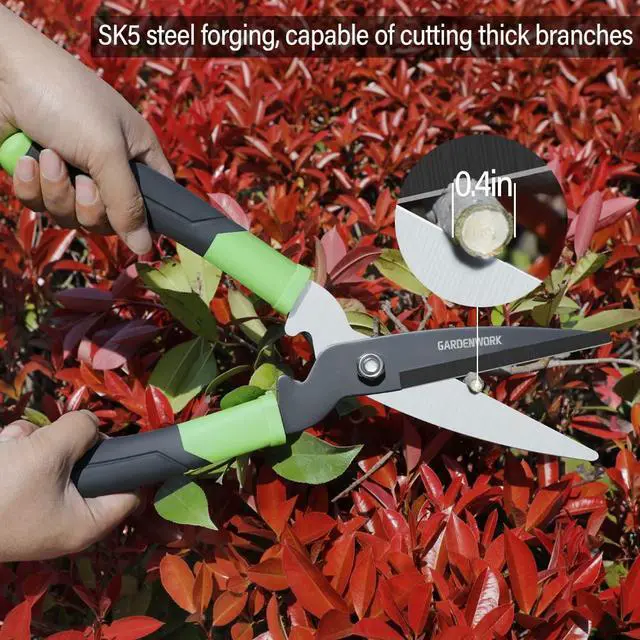 Alt view image 2 of 7 - Hedge Shears Clippers for Trimmer,Garden Clippers Handheld,Boxwood,Shrubs, Bush Cutters Trimmer with Teflon Coating High Carbon Steel Blades,16"Gardening Shears with Comfort Grip Handles