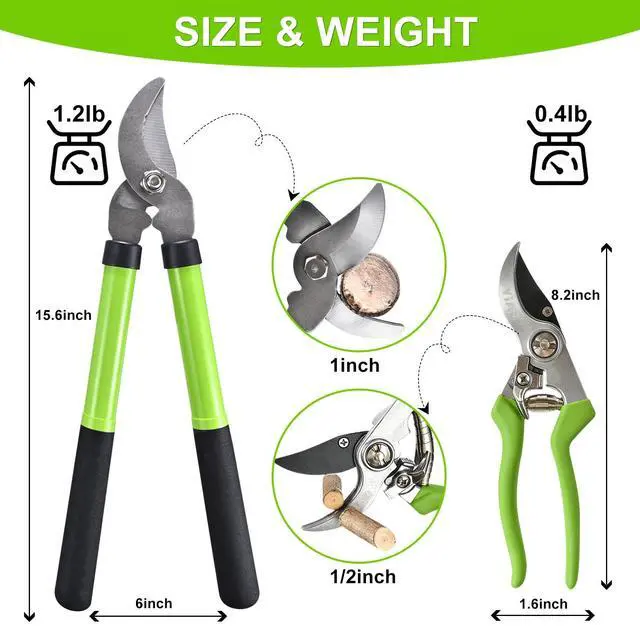 Alt view image 2 of 7 - Loppers for Tree Trimmer 15" Branch Cutter and Garden Shears Set Bypass Pruning Shears,Rust-Resistant Clipper,1.5" Diameter Cut Capacity,Shock-Absorbing Handle,Gardening Pruners for Yard,Plant,Hedge