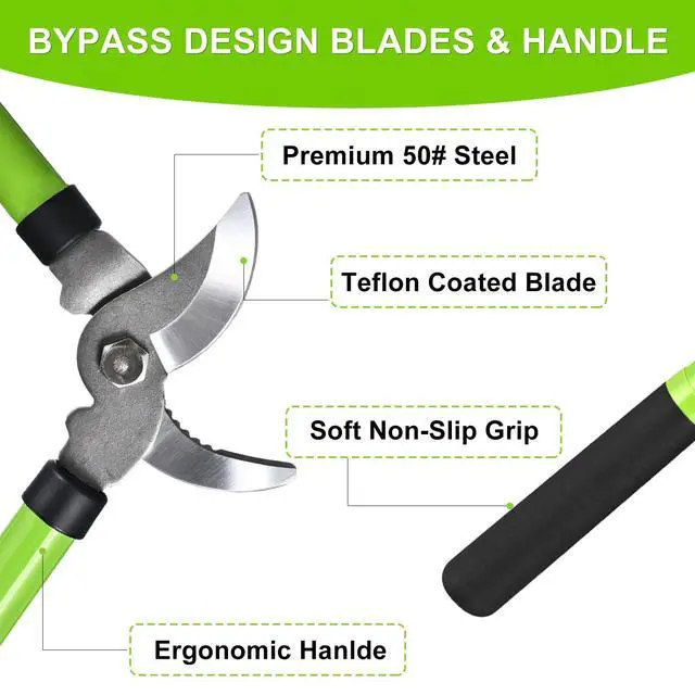 Alt view image 3 of 7 - Loppers for Tree Trimmer 15" Branch Cutter and Garden Shears Set Bypass Pruning Shears,Rust-Resistant Clipper,1.5" Diameter Cut Capacity,Shock-Absorbing Handle,Gardening Pruners for Yard,Plant,Hedge