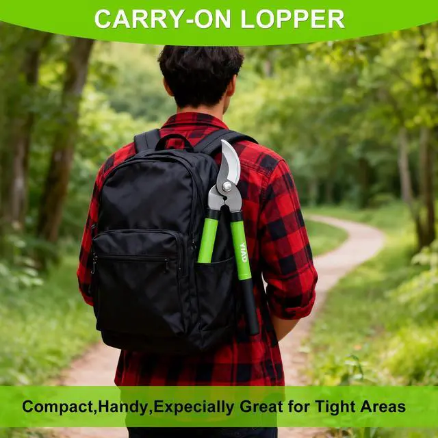 Alt view image 5 of 7 - Loppers for Tree Trimmer 15" Branch Cutter and Garden Shears Set Bypass Pruning Shears,Rust-Resistant Clipper,1.5" Diameter Cut Capacity,Shock-Absorbing Handle,Gardening Pruners for Yard,Plant,Hedge