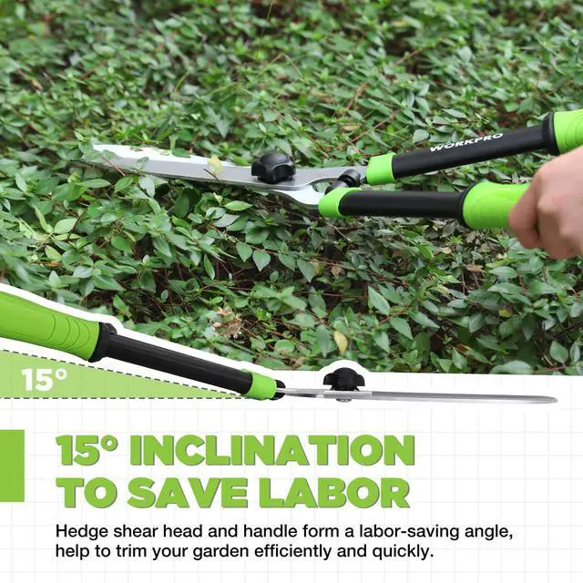 Alt view image 3 of 7 - Hedge Shears, 23'' Manual Hedge Trimmers with Chrome Plated Steel Blade & Ergonomic Handle, Home Garden Pruner Hedge Clippers Perfect for Trimming Borders, Boxwood, and Tall Bushes