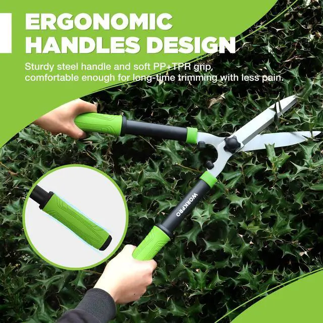 Alt view image 6 of 7 - Hedge Shears, 23'' Manual Hedge Trimmers with Chrome Plated Steel Blade & Ergonomic Handle, Home Garden Pruner Hedge Clippers Perfect for Trimming Borders, Boxwood, and Tall Bushes