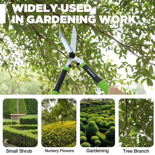 Alt view image 7 of 7 - Hedge Shears, 23'' Manual Hedge Trimmers with Chrome Plated Steel Blade & Ergonomic Handle, Home Garden Pruner Hedge Clippers Perfect for Trimming Borders, Boxwood, and Tall Bushes