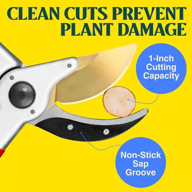 Alt view image 6 of 7 - EnduroPRO Ergonomic Bypass Pruners - Professional Titanium Garden Shears - Heavy Duty Hand Pruning Scissor, Tree Trimmer, Gardening Tool, Branch, Hedge, Rose, Shrub & Bush Clippers