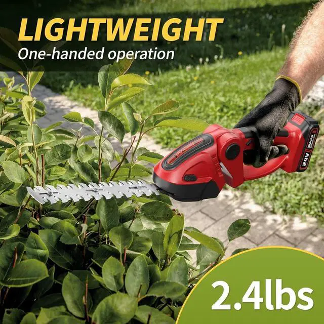 Alt view image 4 of 7 - 24V Cordless Grass Shears, 2200RPM 2-in-1 Handheld Electric Grass Cutter/Shrubbery Trimmers, Mini Shrub Trimmer Battery Operated Hedge Trimmer with 2Pcs 2.0Ah Batteries and Charger Included