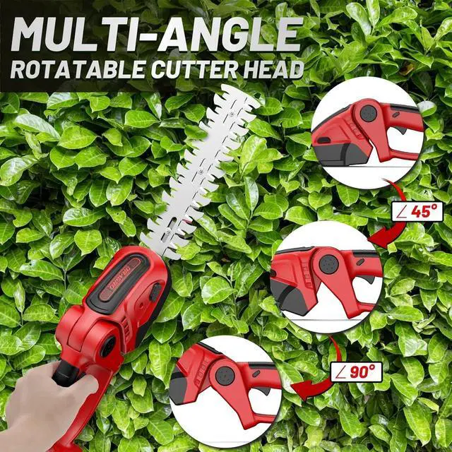 Alt view image 6 of 7 - 24V Cordless Grass Shears, 2200RPM 2-in-1 Handheld Electric Grass Cutter/Shrubbery Trimmers, Mini Shrub Trimmer Battery Operated Hedge Trimmer with 2Pcs 2.0Ah Batteries and Charger Included