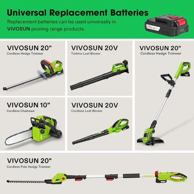 Alt view image 7 of 7 - 20" Cordless Hedge Trimmer, 20V Electric Bush Trimmer, 1400 RPM Shrub Trimmer, Dual-Action Laser Blade, 3/5" Cutting Capacity, Lightweight & Compact Trimmer, Battery and Fast Charger Included