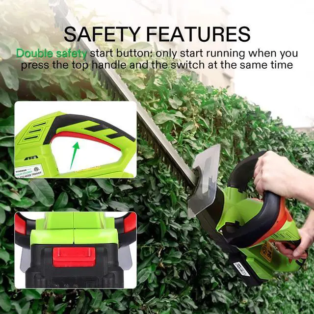 Alt view image 6 of 7 - 20" Cordless Hedge Trimmer, 20V Electric Bush Trimmer, 1400 RPM Shrub Trimmer, Dual-Action Laser Blade, 3/5" Cutting Capacity, Lightweight & Compact Trimmer, Battery and Fast Charger Included