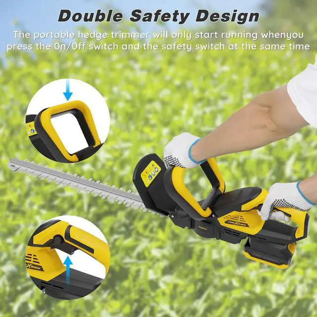 Alt view image 4 of 6 - Hedge Trimmer for Dw 20V Battery,Hedge Trimmer Cordless with 22'' Dual-Action Blade and 3/5'' Cutting Capacity,1600RPM& Safety Lock (Battery Not Included)