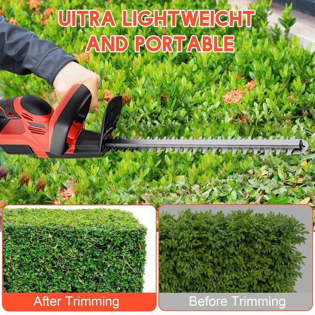 Alt view image 3 of 7 - 22 Cordless Hedge Trimmer, 24V Electric Shrub Trimmer, Bush Trimmer Cordless with 2 PCS 3.0Ah Rechargeable Battery and Charger, Electric Handheld Bush Clipper for Garden, Lawn