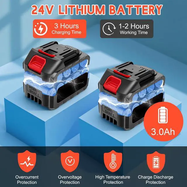 Alt view image 5 of 7 - 22 Cordless Hedge Trimmer, 24V Electric Shrub Trimmer, Bush Trimmer Cordless with 2 PCS 3.0Ah Rechargeable Battery and Charger, Electric Handheld Bush Clipper for Garden, Lawn