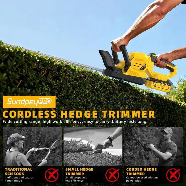 Alt view image 5 of 7 - 21" Cordless Hedge Trimmer - 21V Portable Electric Bush Trimmer with 2 x 4.0Ah Batteries & Charger & 180° Rotatable Handle & Dual-Action Blade 3/5" Cutting Width for Garden Yard Maintenance