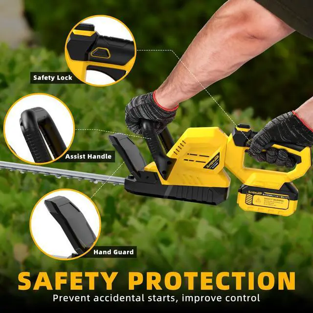 Alt view image 7 of 7 - 21" Cordless Hedge Trimmer - 21V Portable Electric Bush Trimmer with 2 x 4.0Ah Batteries & Charger & 180° Rotatable Handle & Dual-Action Blade 3/5" Cutting Width for Garden Yard Maintenance