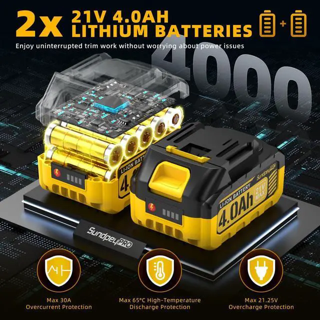 Alt view image 6 of 7 - 21" Cordless Hedge Trimmer - 21V Portable Electric Bush Trimmer with 2 x 4.0Ah Batteries & Charger & 180° Rotatable Handle & Dual-Action Blade 3/5" Cutting Width for Garden Yard Maintenance