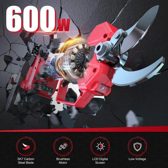 Alt view image 2 of 7 - Pruning Shears Max 1.5IN Cutting Diameter Compatible with Milwaukee 18V Battery Packs with LCD Display SK7 Blade ohyes For Gardening & Tree Pruning(Battery not included)