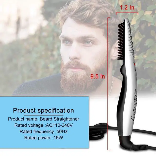 Alt view image 4 of 5 - Beard Straightener Comb for Men,Hair Hot Comb,Quick Electric Heated Beard Brush Styler,Travel Portable Styling Comb beard iron, Multifunctional Straightening Brush