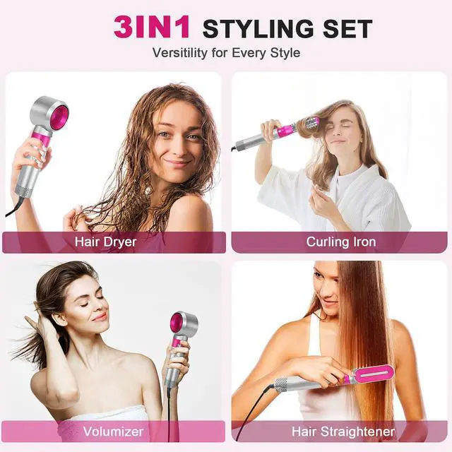 Alt view image 2 of 7 - Blow Dryer Brush Set, Air Sculpt 3-in-1 Hot Air Brush Blow Dryer - Salon Blowout Styler for Curling, Volumizing & Straightening with 3 Interchangeable Heads, Sleek & Frizz-Free Hair, ALCI Safety Plug