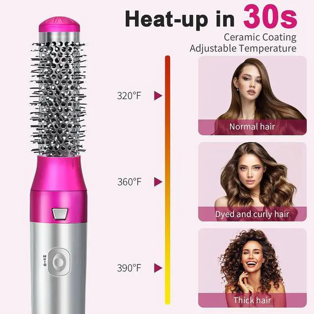 Alt view image 4 of 7 - Blow Dryer Brush Set, Air Sculpt 3-in-1 Hot Air Brush Blow Dryer - Salon Blowout Styler for Curling, Volumizing & Straightening with 3 Interchangeable Heads, Sleek & Frizz-Free Hair, ALCI Safety Plug