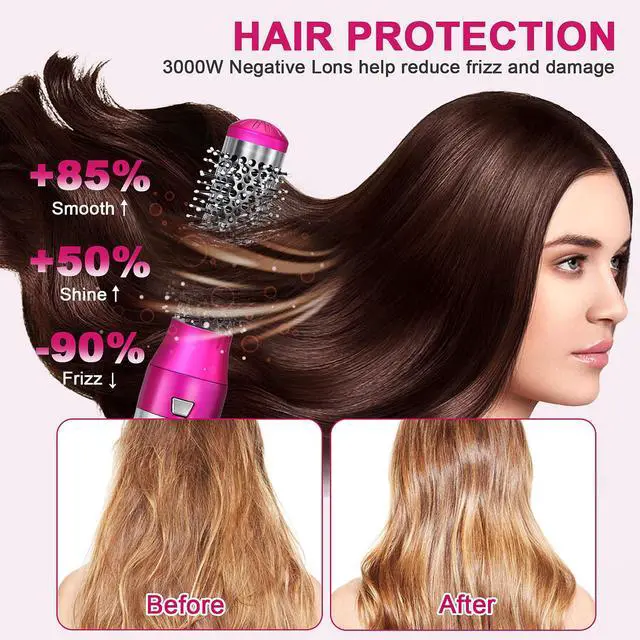 Alt view image 5 of 7 - Blow Dryer Brush Set, Air Sculpt 3-in-1 Hot Air Brush Blow Dryer - Salon Blowout Styler for Curling, Volumizing & Straightening with 3 Interchangeable Heads, Sleek & Frizz-Free Hair, ALCI Safety Plug