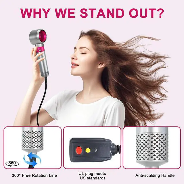 Alt view image 6 of 7 - Blow Dryer Brush Set, Air Sculpt 3-in-1 Hot Air Brush Blow Dryer - Salon Blowout Styler for Curling, Volumizing & Straightening with 3 Interchangeable Heads, Sleek & Frizz-Free Hair, ALCI Safety Plug