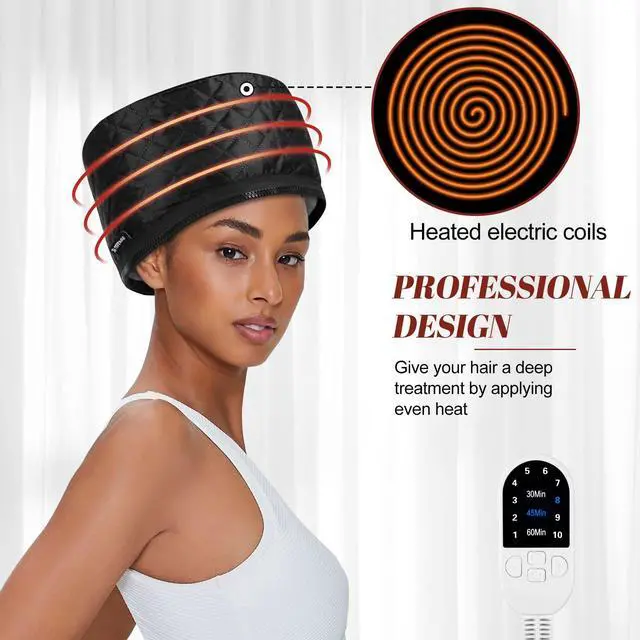 Alt view image 2 of 7 - Hair Steamer for Deep Conditioning: Upgraded Heat Cap with 10-Level Fast Heating 3 Time Settings for Natural Hair Portable Thermal Steam Cap for Home Hair Treatment