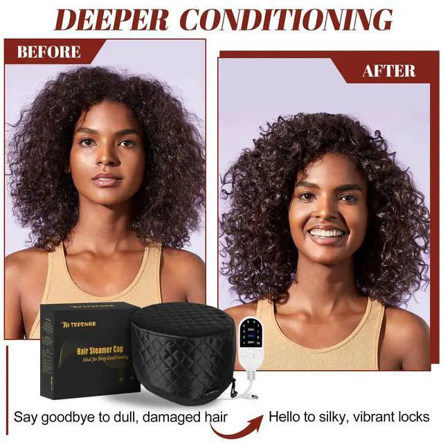 Alt view image 3 of 7 - Hair Steamer for Deep Conditioning: Upgraded Heat Cap with 10-Level Fast Heating 3 Time Settings for Natural Hair Portable Thermal Steam Cap for Home Hair Treatment