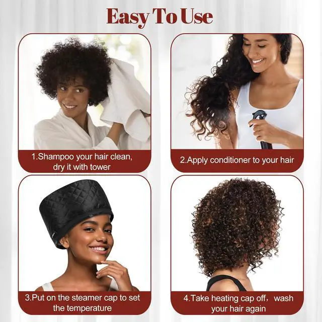 Alt view image 6 of 7 - Hair Steamer for Deep Conditioning: Upgraded Heat Cap with 10-Level Fast Heating 3 Time Settings for Natural Hair Portable Thermal Steam Cap for Home Hair Treatment