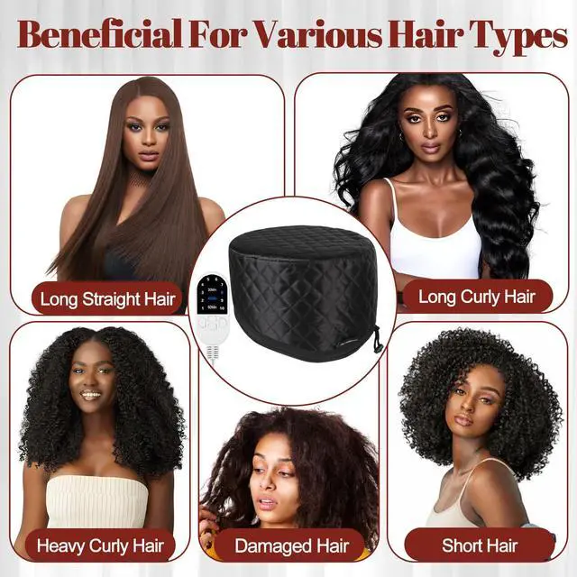 Alt view image 7 of 7 - Hair Steamer for Deep Conditioning: Upgraded Heat Cap with 10-Level Fast Heating 3 Time Settings for Natural Hair Portable Thermal Steam Cap for Home Hair Treatment