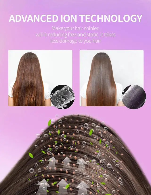 Alt view image 6 of 7 - 1300W Hair Dryer Brush,4 in 1 Blow Dryer Brush Anti-frizz Ceramic Titanium Barrel with ALCI Safety Plug Professional Salon Hot Air Brush for All Hair Types (Rosegold)