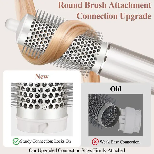 Alt view image 3 of 7 - Round Brush Attachment for Shark FlexStyle Attachments, Normal Oval Round Volumizing Brush Styling for Straight, Wavy, Curly, and Coily Hair, Sliver