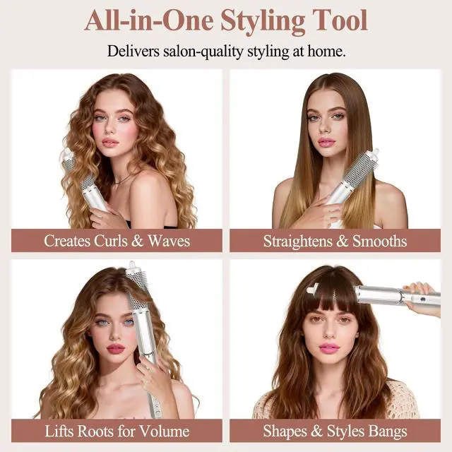 Alt view image 7 of 7 - Round Brush Attachment for Shark FlexStyle Attachments, Normal Oval Round Volumizing Brush Styling for Straight, Wavy, Curly, and Coily Hair, Sliver