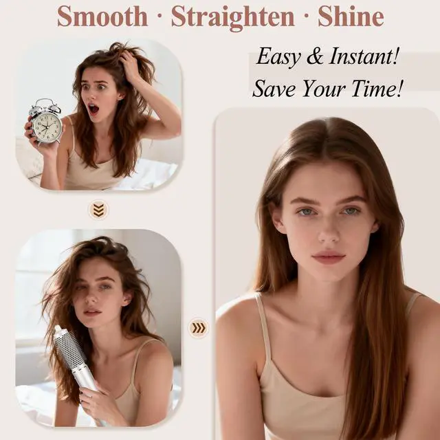 Alt view image 6 of 7 - Round Brush Attachment for Shark FlexStyle Attachments, Normal Oval Round Volumizing Brush Styling for Straight, Wavy, Curly, and Coily Hair, Sliver