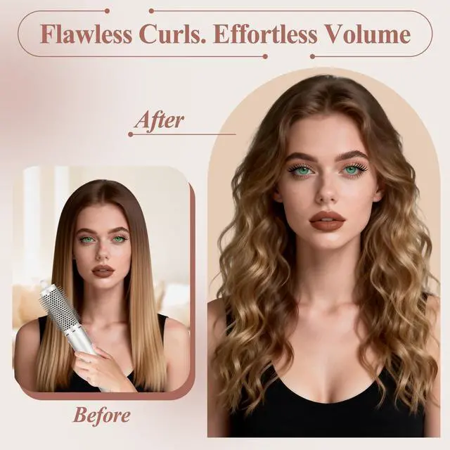 Alt view image 5 of 7 - Round Brush Attachment for Shark FlexStyle Attachments, Normal Oval Round Volumizing Brush Styling for Straight, Wavy, Curly, and Coily Hair, Sliver