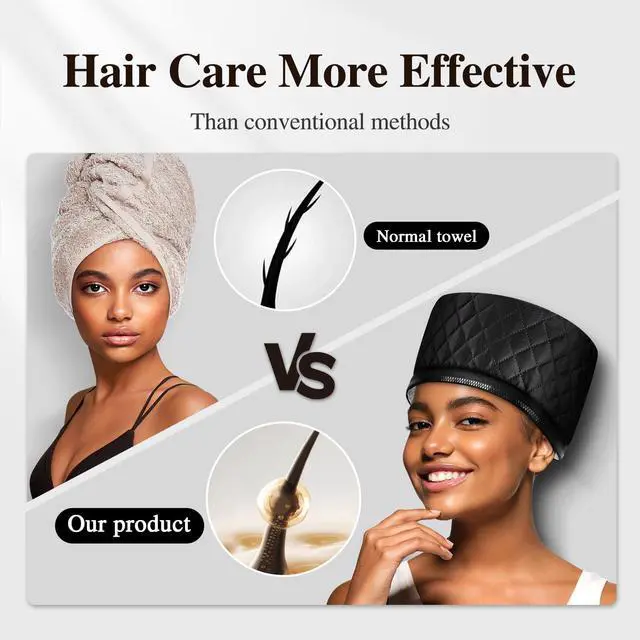 Alt view image 3 of 7 - Heat Cap for Deep Conditioning: 10-Level Heats Up Quickly 3 Time Settings Hair Steamer for Natural Hair Home Use Thermal Steam Cap for Black Hair Portable Heating Caps