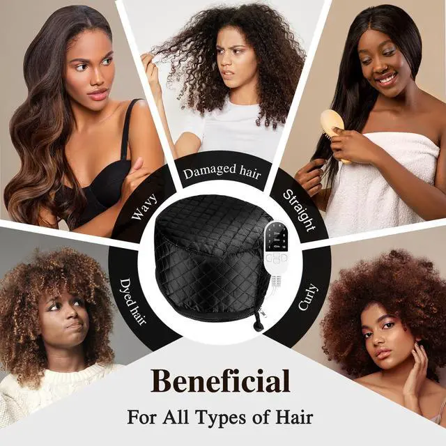 Alt view image 6 of 7 - Heat Cap for Deep Conditioning: 10-Level Heats Up Quickly 3 Time Settings Hair Steamer for Natural Hair Home Use Thermal Steam Cap for Black Hair Portable Heating Caps